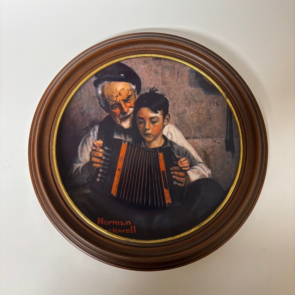 VTG 1981 Norman Rockwell The Music Maker Knowles Collector Plate Framed Limited
